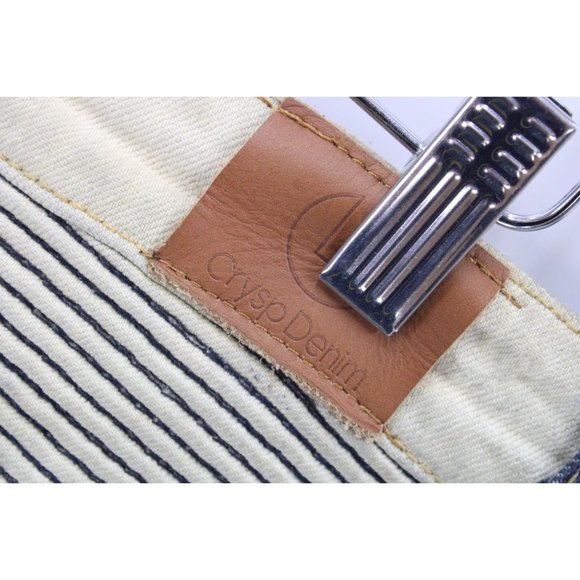 Crysp Denim Jeans Mens Blue Denim Acid Washed Rockstar Moto Distressed Size 38 - Picture 8 of 8